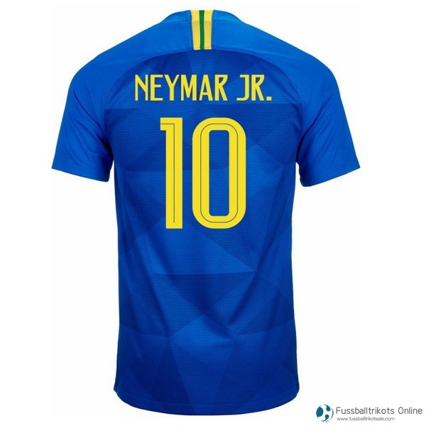 Brasilien Trikot Auswarts Neymar JR. 2018 Blau Fussballtrikots Günstig